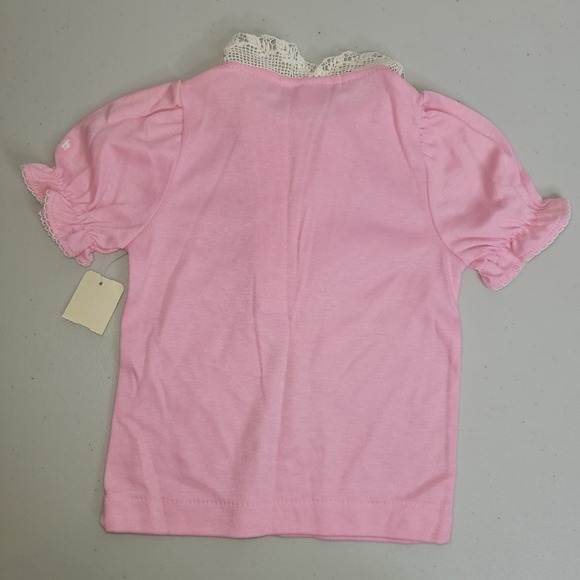 Vintage Baby Girls OshKosh B'gosh Pink Top w/ Lace Collar  NWT - Picture 2 of 4